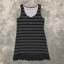 Lands End Classic Monogram Micro Polka Dot Striped Activewear Outdoor Dress M