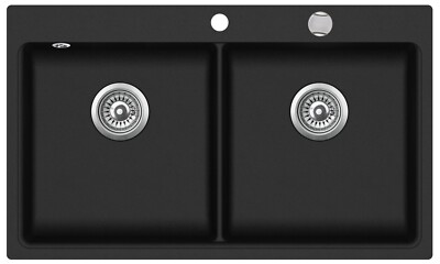 Victory Granitspüle W-DB860 Doppelbecken schwarz Küchenspüle