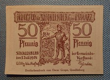 Emergency Money 50 Pfennig Stecklenburg Ostharz Ruins 1. July 1921