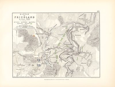 MAP/BATTLE PLAN ~ BATTLE OF FRIEDLAND 14th JUNE 1807 ~ FRENCH ...