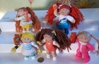 Vintage 1980's Cabbage Patch Doll Posable Figurines (Lot Of 5) Jointed Yarn Hair