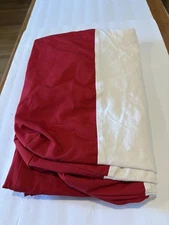 Futon Cushion Cover In White W/Red Border. Cotton Blend. Zip Closure.