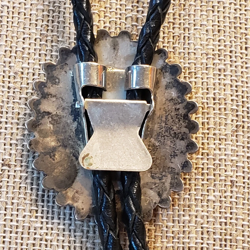 CORBATA BOLO VINTAGE ZUNI 925 Plata Turquesa Racimo Punta Firmada A&V 32 G Foto 3 de 4