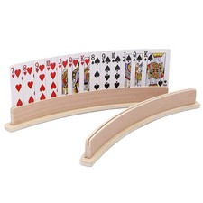 Exqline Wood Curved Playing Card Holder Racks Tray Set of 4 for Medium, Beige
