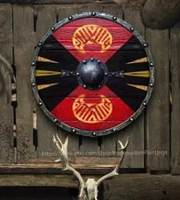 Medieval Round Viking Shield Unique Vintage Design Shield Wooden 24" Viking Gift