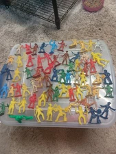 Huge Lot Vintage Cowboys & Indians Figures Neon fluorescent colors Tim Mee MPC ?