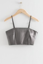 H&M Silver Metallic Strappy Lined Crop Top SIZE SMALL