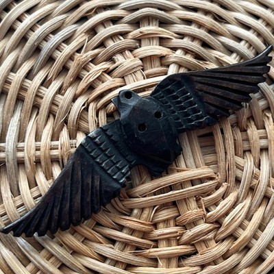 Vintage Carved Wooden Realistic Flying Bird Button - 2 & 7/8'' Fine Detail Wood