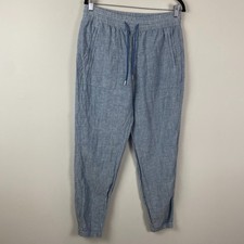 Athleta Retreat 100 Linen Jogger Womens 8 Tall Blue 531704-00