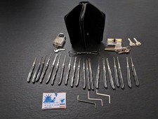 Huanyu 31Pc Locksport Juego de Entrenamiento con Estuche de Cuero y 3 Cerraduras Transparentes