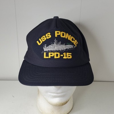 New Era Hat Men's Snapback Navy Blue USS Ponce LPD-15 Marnies Transport Cap VTG