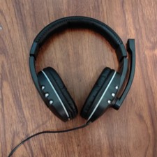 Black Wired Over-Ear Headband Computer Headset, 3.5mm Jack Boom Mic