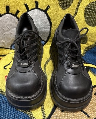 Demonia Stomp-08 Platform Shoes Black on Black Gothic Vegan