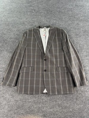 NWT Joseph Abboud Sport Coat Men XL Gray Linen Cotton Windowpane Check Summer