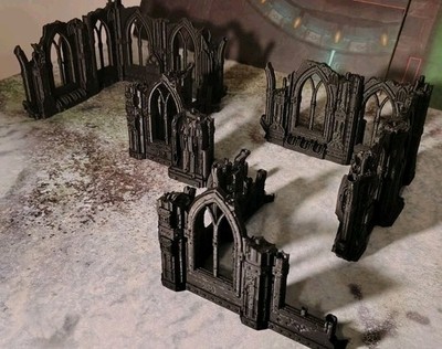 Gothic Ruin Terrain Scenery Lot Bulk 4 Piece Set Perfect For Warhammer 40k 