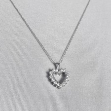 10k White Gold Lab Grown Diamond VS/SI G Heart Pendant Necklace Anniversary