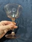 Vintage Pink Depression Glass Etched Daisy Flower 5”cup