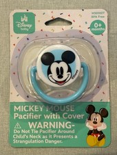 NEW Disney Mickey Mouse BPA-Free Silicone Pacifier w/ Cover 0 Months Light BLUE