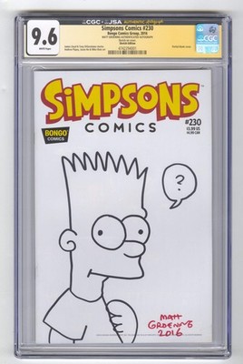 Simpsons Comics #230 CGC 9.6 Matt Groening Bart Sketch Signed Auto Sketch Cover