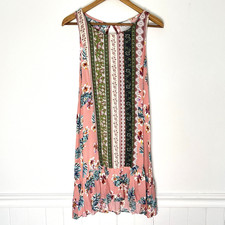 Hayden Boutique Floral Patchwork Tunic Top Or Mini Dress Size Small *Beach Boho