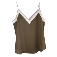 Express Olive Green V-Neck Camisole Satin Downtown Strap Tank Top NWT Small
