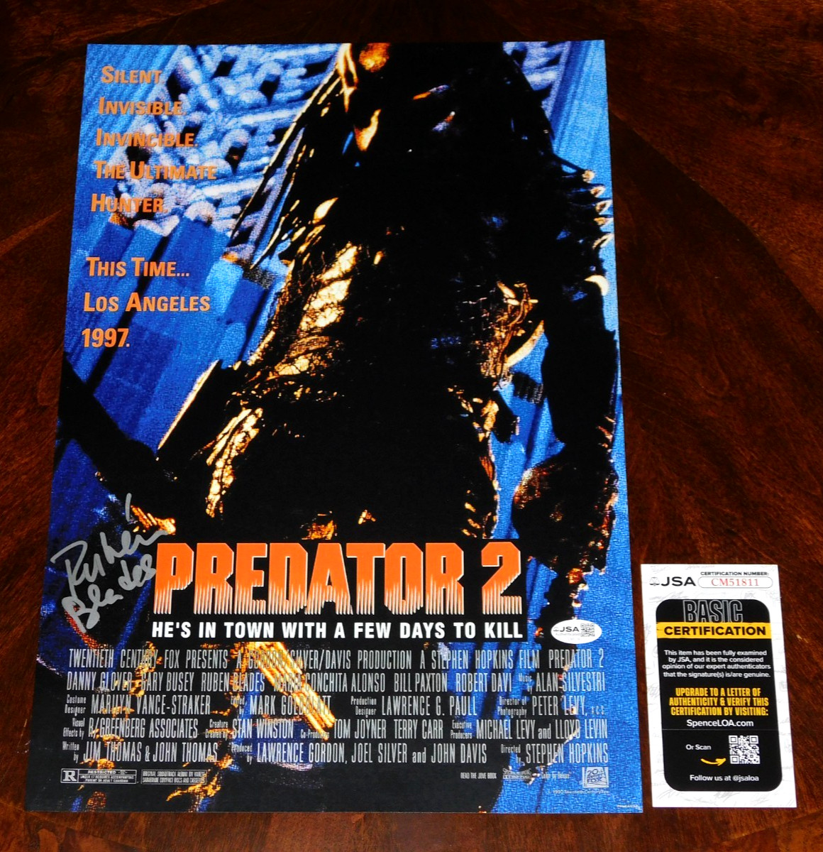 RUBEN BLADES "DANNY" SIGNED PREDATOR 2 12X18 MOVIE POSTER JSA COA!!!