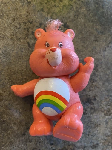 Vintage 1983 CARE BEARS CHEER BEAR Figure Kenner 3" Tall Poseable Retro Toy