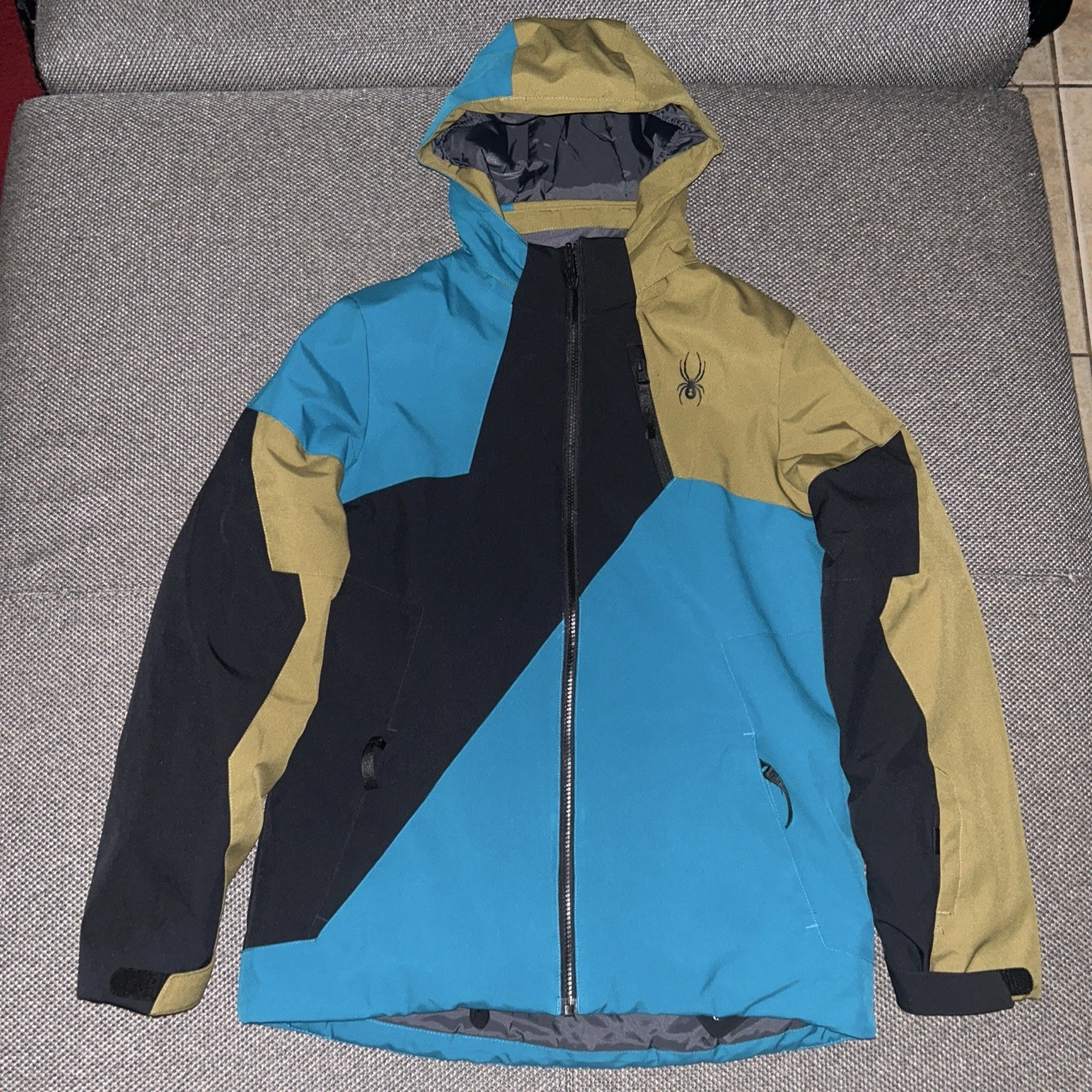 Spyder Multicolor Ambush Full Zip Hooded Ski Jacket Boys Size XL 18/20 Rare Snow