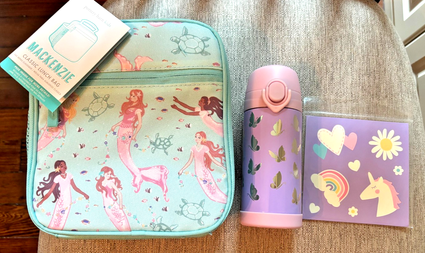 PONY Ceramica Fienile Scuola Disney BORSA PRANZO Sirena Ariel Principessa ACQUA Viaggio Ragazza.