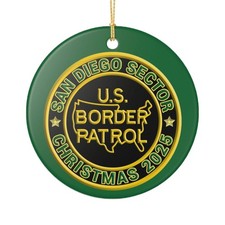 SAN DIEGO SECTOR BORDER PATROL BPA 3" CERAMIC CHRISTMAS ORNAMENT MADE IN THE USA