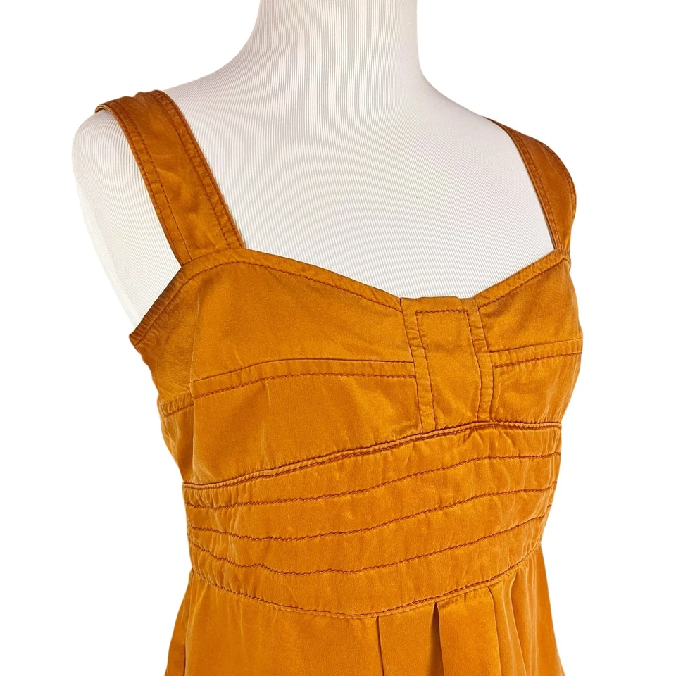 Blusa sin mangas BURBERRY vintage años 90 babydoll de seda en naranja quemado cobre talla 8 Foto 3 de 4