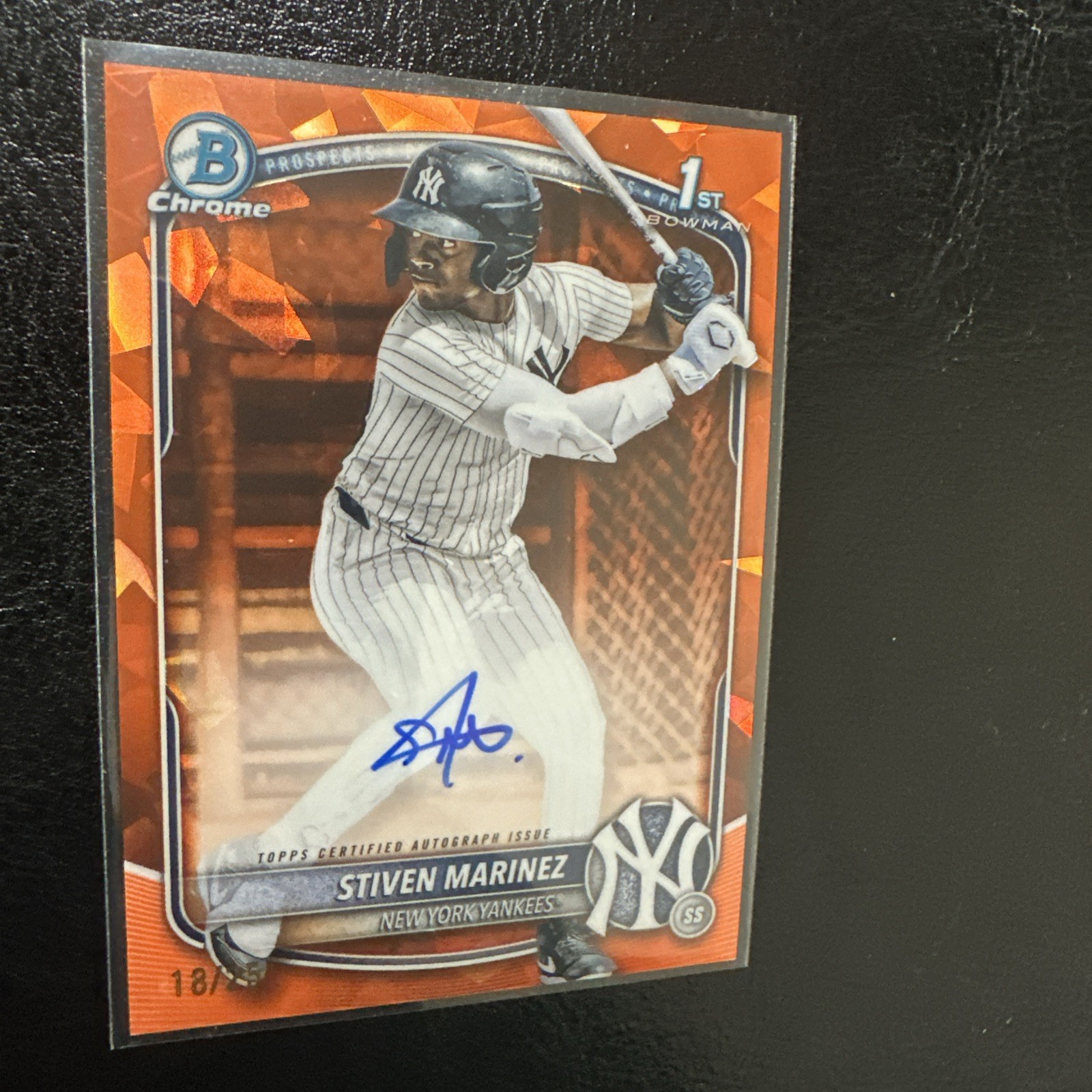 2025 Bowman Chrome 1st #CPSA-SM Stiven Marinez Sapphire Orange Auto /25