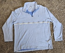 IZOD Sweater Mens XL Light Blue Saltwater Quarter Zip Pullover Mock Neck Knit
