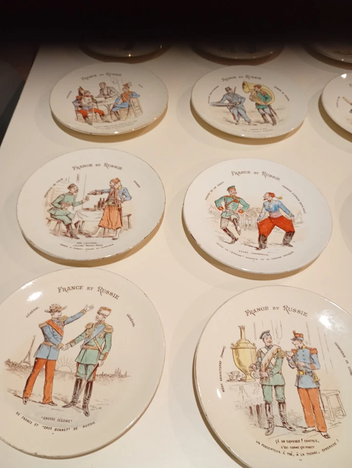 12 Assiettes Serie Complète ,France et Russie Ket G Lunéville 19 ° Siècle TBE - Photo 2/4