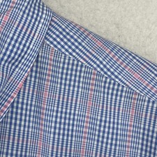 RALPH LAUREN Shirt Mens 16 34/35 Yarmouth Plaid Oxford Button Down Blue HK VTG