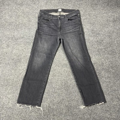 Edwin Bree Fader Black Jeans Womens 31x25 Gray Slim Straight Stretch Raw Hem USA