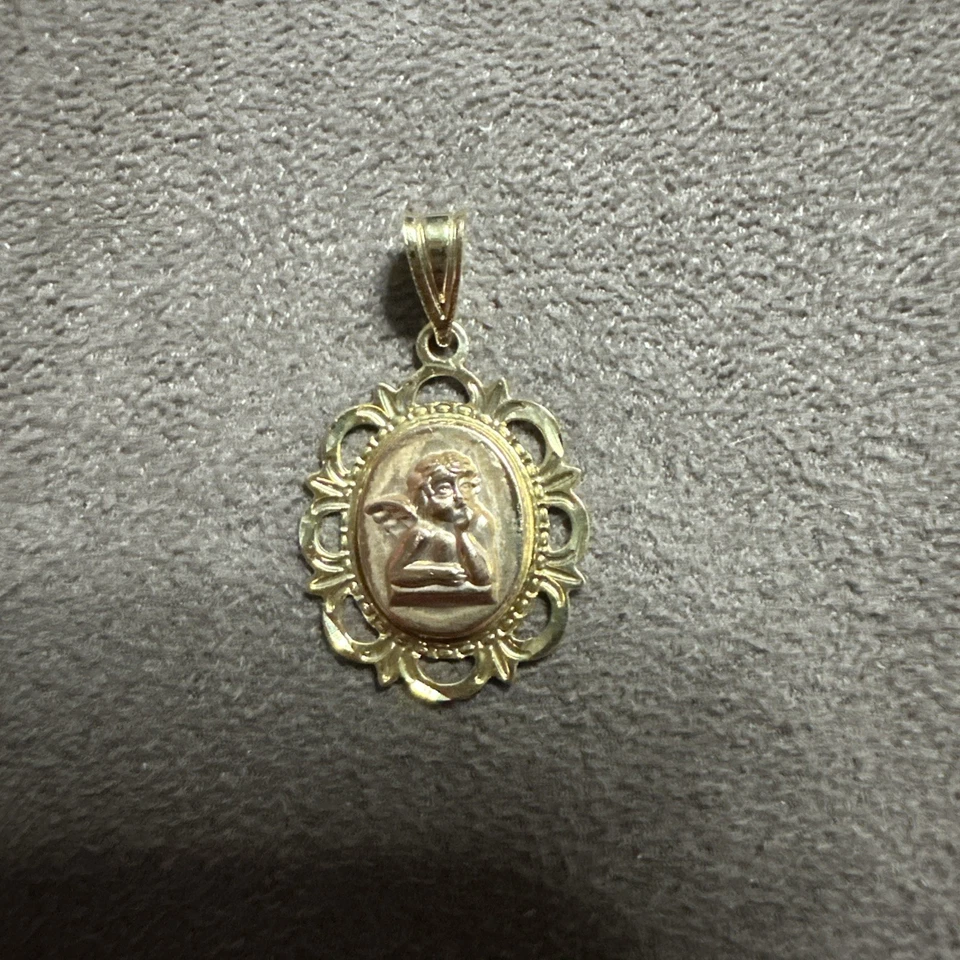 Colgante ángel de oro rosa y amarillo de 14K Foto 2 de 4