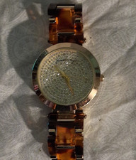 Kendall + Kylie Gold Bracelet Quartz Wristwatch Gemmed Dial Analog