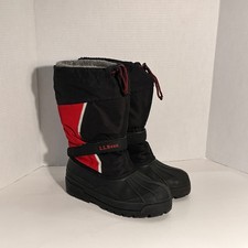 L.L.Bean Kids Size 7 Snow Boots Winter Duck Boots Black Red Insulated