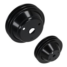 Chrome Sbc Double Groove Pulley For Chevy 262-400 Small Block V8 Long Pump