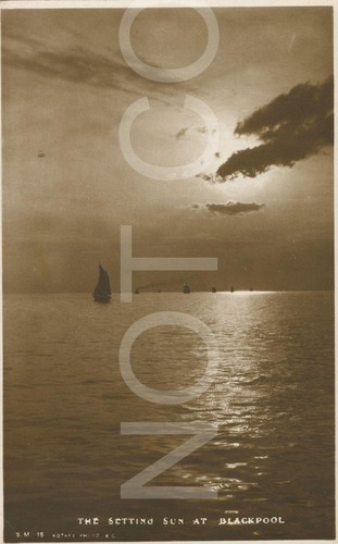 RPPC Blackpool Sunset Sailing Boats Postcard c.1920s-30s (A26) - Picture 1 of 2