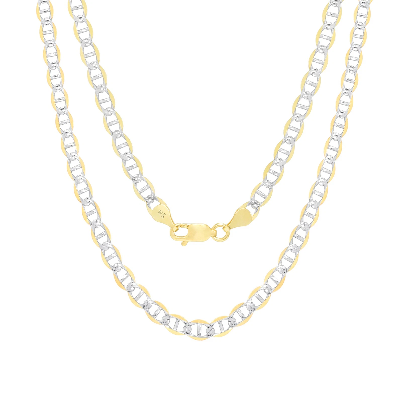 GUCCI Collana catena ancora marinaio taglio diamante pavè oro giallo 14 kt massiccio 4 mm 26"