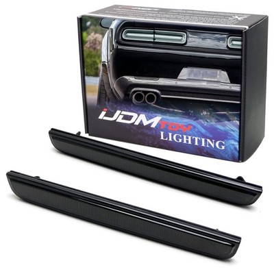 Blackout Smoked Lens Rear Bumper Reflector Lenses For 2015-up Dodge Challenger