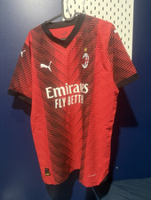 PUMA Authentic AC Milan Soccer Jersey - Red/Black, Emirates 22/23 Medium Size