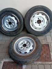 3 Cerchi in Ferro con Cornice e Gomme Lancia Fulvia 1 Serie Epoca 14 Pollici