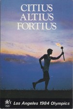 1984 Los Angeles CA Olympics Torch Relay Citius Altius Fortius postcard RK1