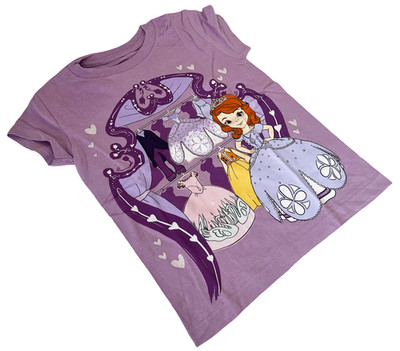 Disney Girls Sofia The First Wardrobe Graphic Purple Short Sleeve Shirt Size S