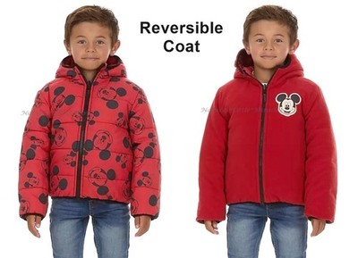 Disney Mickey Mouse Boys Puffer Jacket Coat Hoodie Toddler Size 4T 5T 6 7 Girls