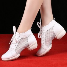 Scarpe da ballo donna moderne sala da ballo maglia pelle valzer latino tango suola scarpe
