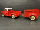 Vtg Tonka Toy Pressed Steel Red Step Side Pickup W/ Trailer 1960's